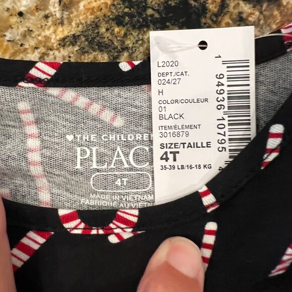 **NWT Children's Place Black W/Candy Cane Christmas Skater Dress - - Picture 6 of 9
